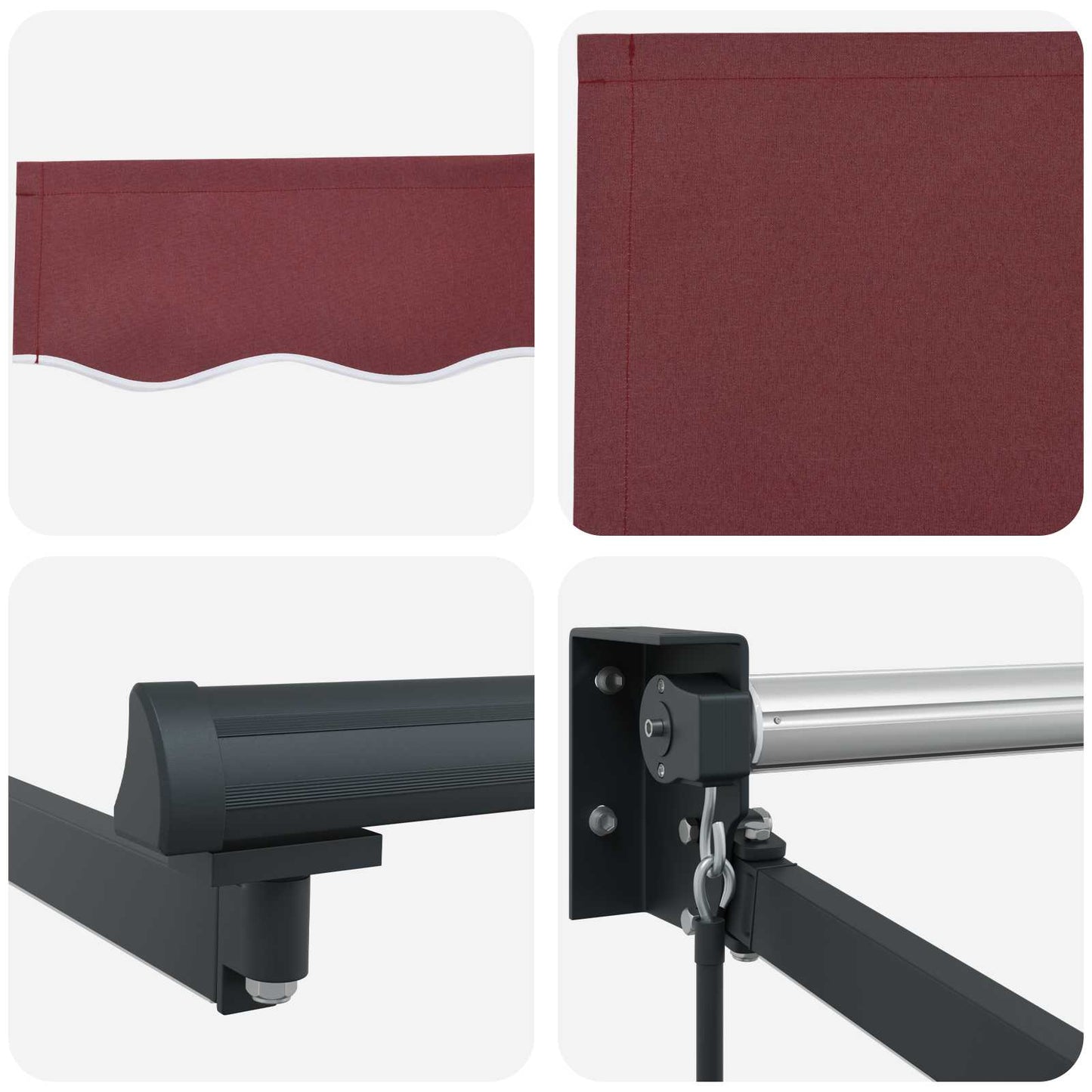 Tenda retrattile manuale con LED Borgogna e Antracite 3 x 2,5 m | homemem39