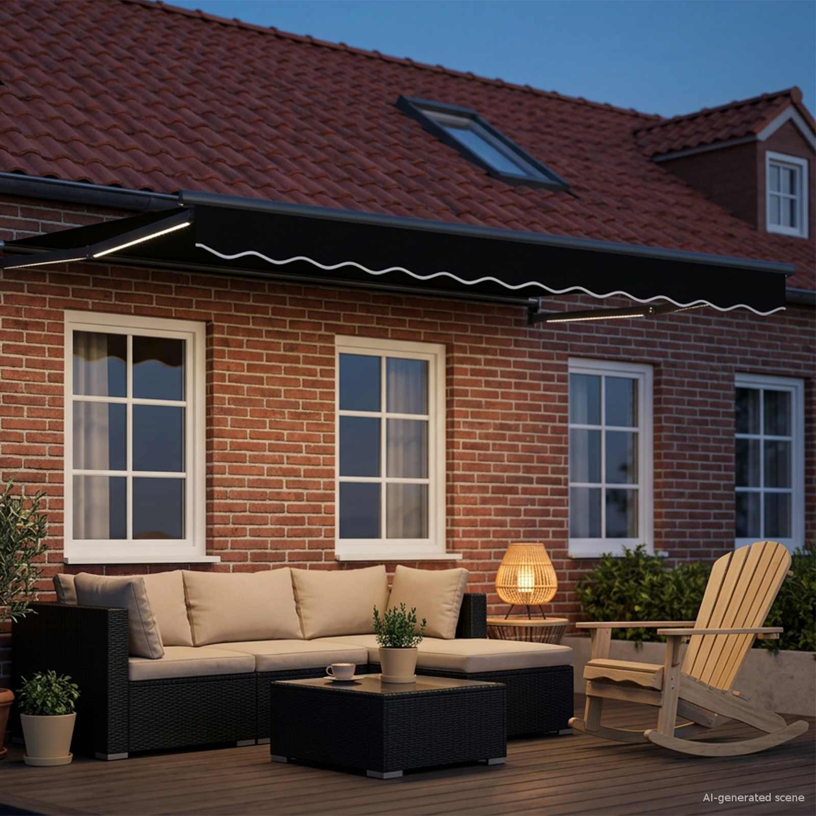 Tenda retrattile manuale con LED Nero e antracite 3 x 2,5 m | homemem39