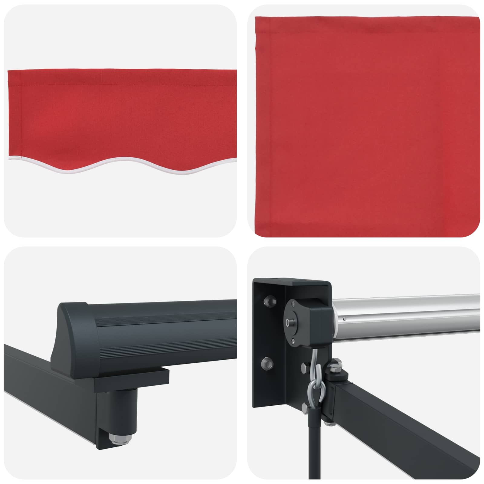Tenda retrattile manuale con LED Rosso e Antracite 3 x 2,5 m | homemem39