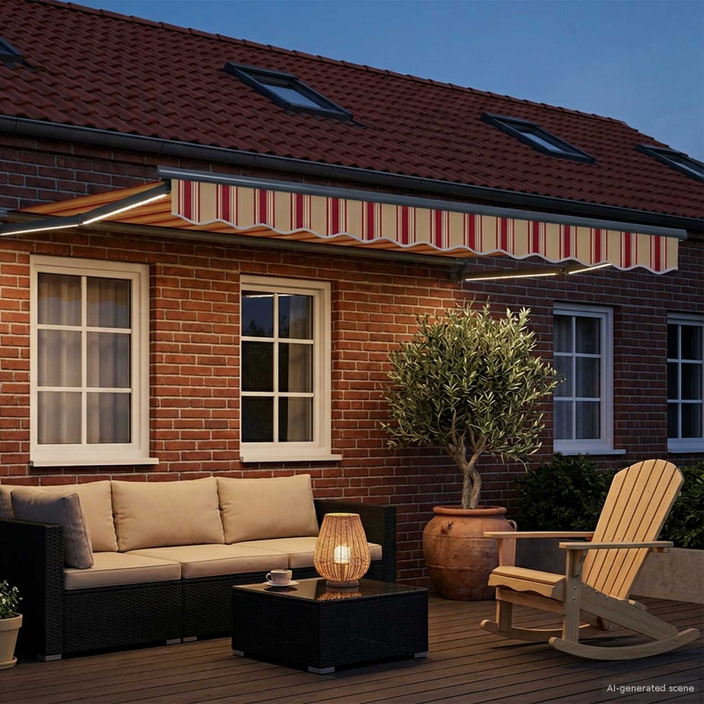 Tenda retrattile manuale con LED Multicolore 3,5 x 2,5 m