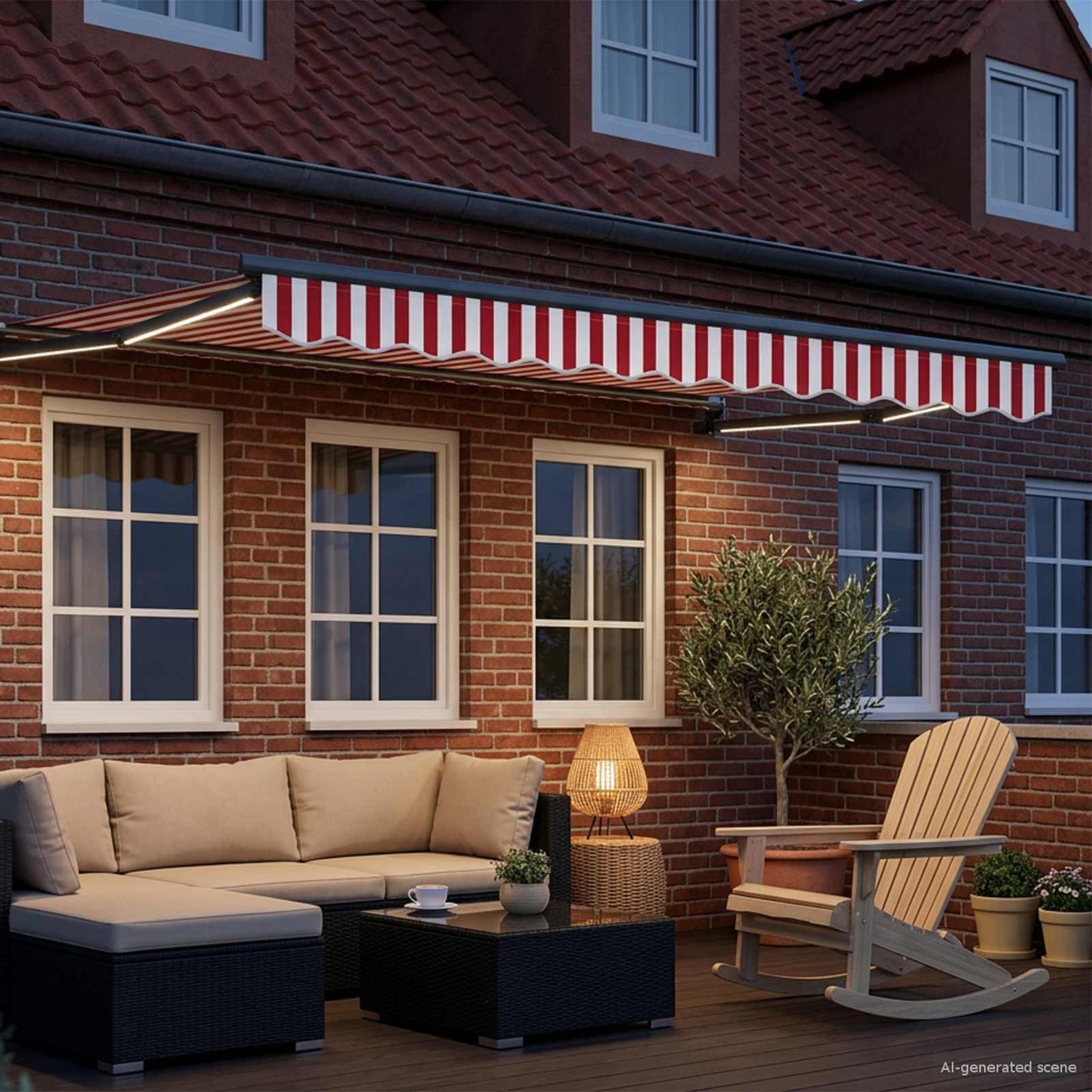 Tenda retrattile manuale con LED 3,5 x 2,5 m | homemem39