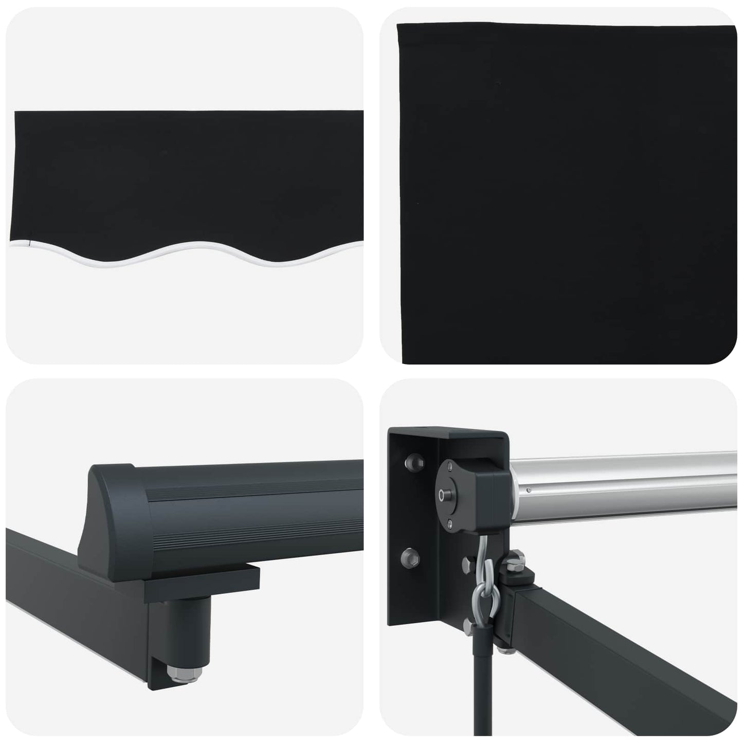 Tenda retrattile manuale con LED Nero e antracite 3,5 x 2,5 m | homemem39