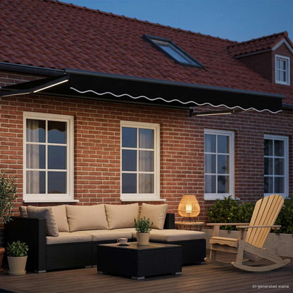 Tenda retrattile manuale con LED Nero e antracite 3,5 x 2,5 m