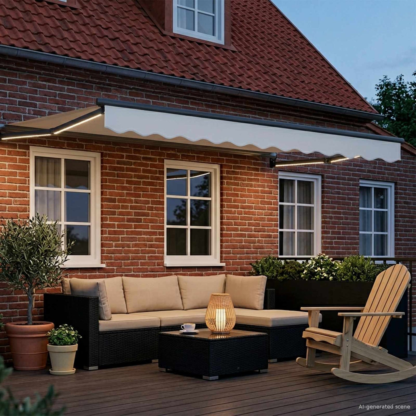 Tenda retrattile manuale con LED Bianco e Antracite 3,5 x 2,5 m | homemem39