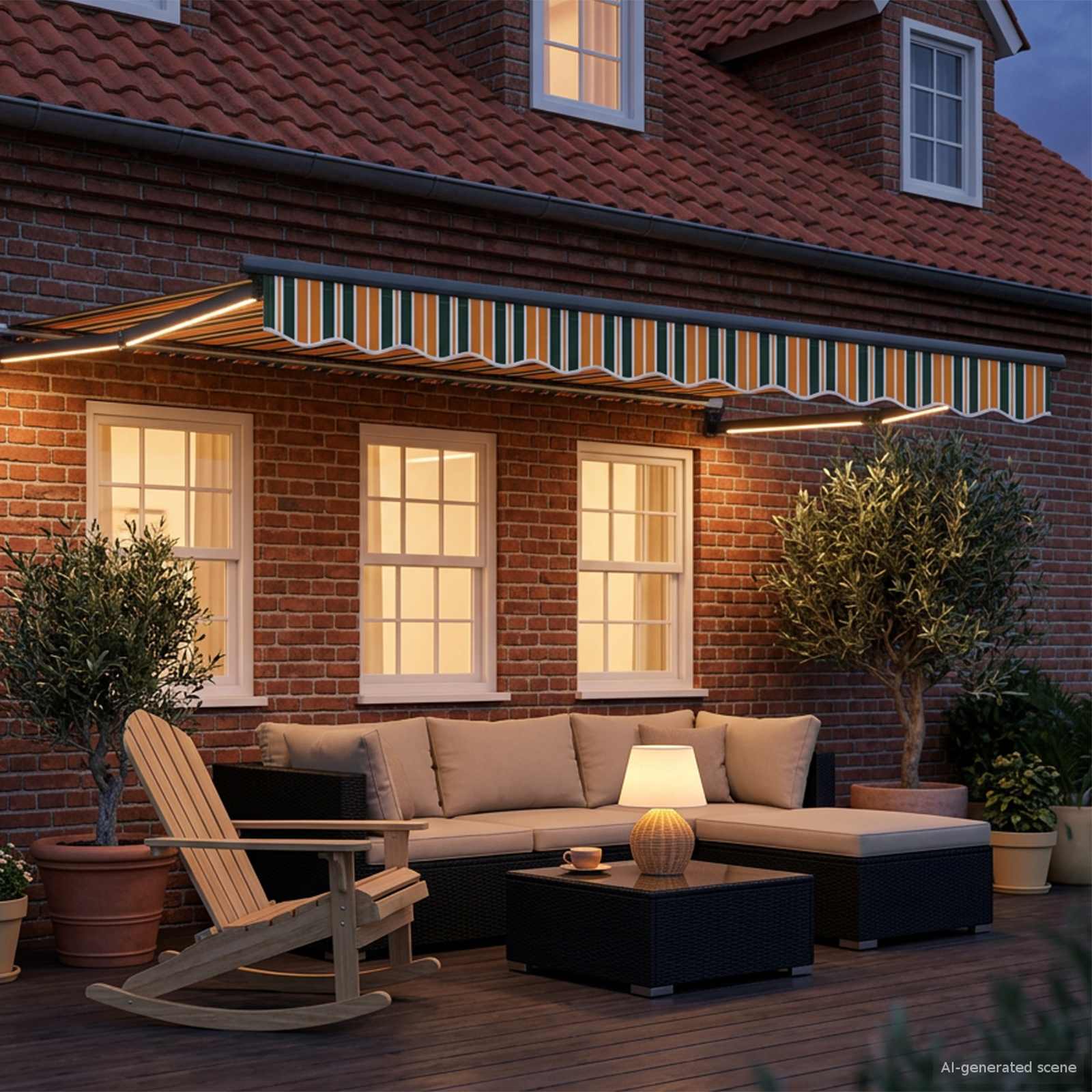Tenda retrattile manuale con LED 3,5 x 2,5 m | homemem39