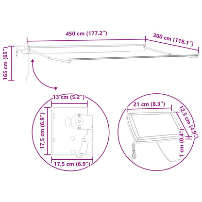 Tenda retrattile manuale con LED 4,5 × 3 m | homemem39