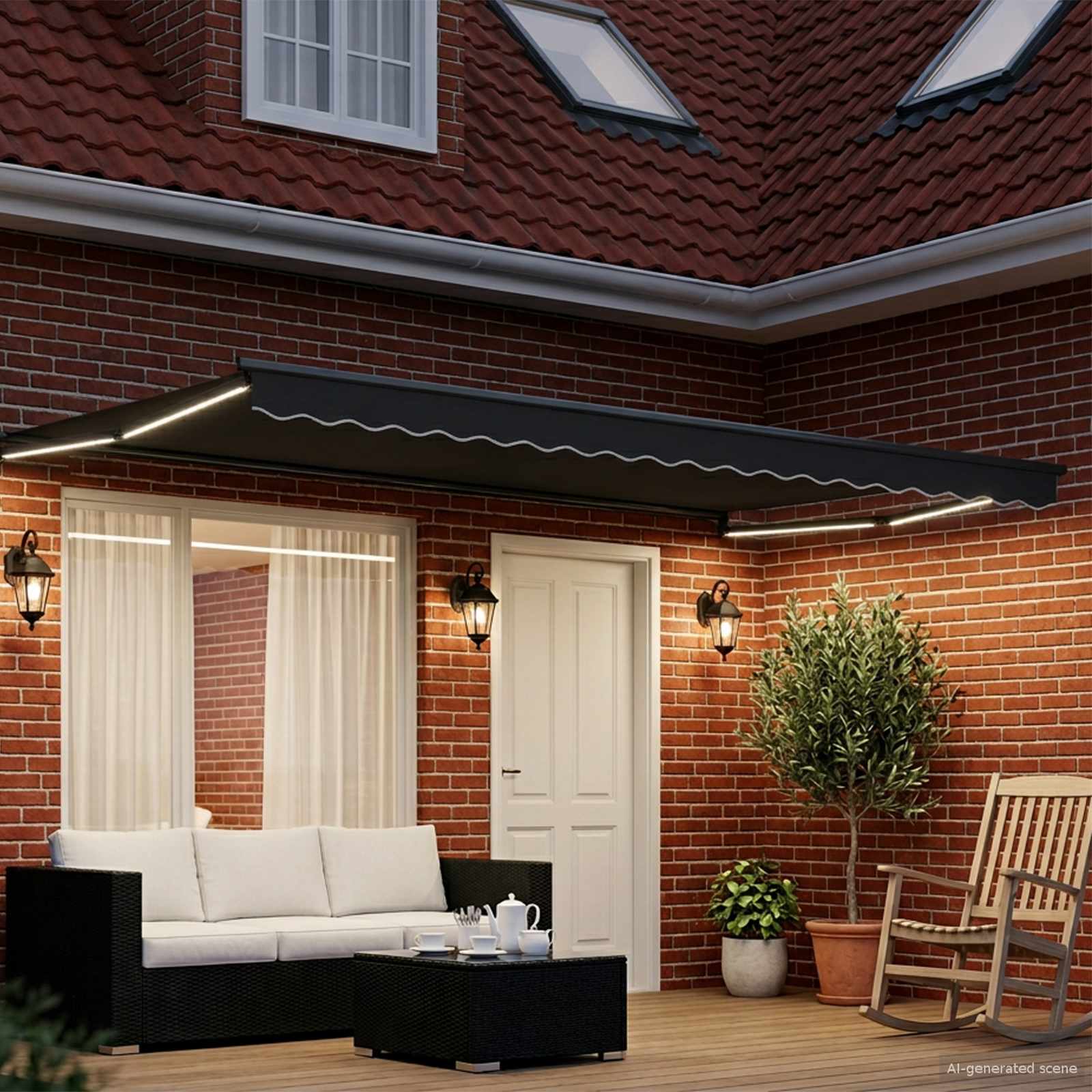 Tenda retrattile manuale con LED Antracite 4,5 × 3 m | homemem39