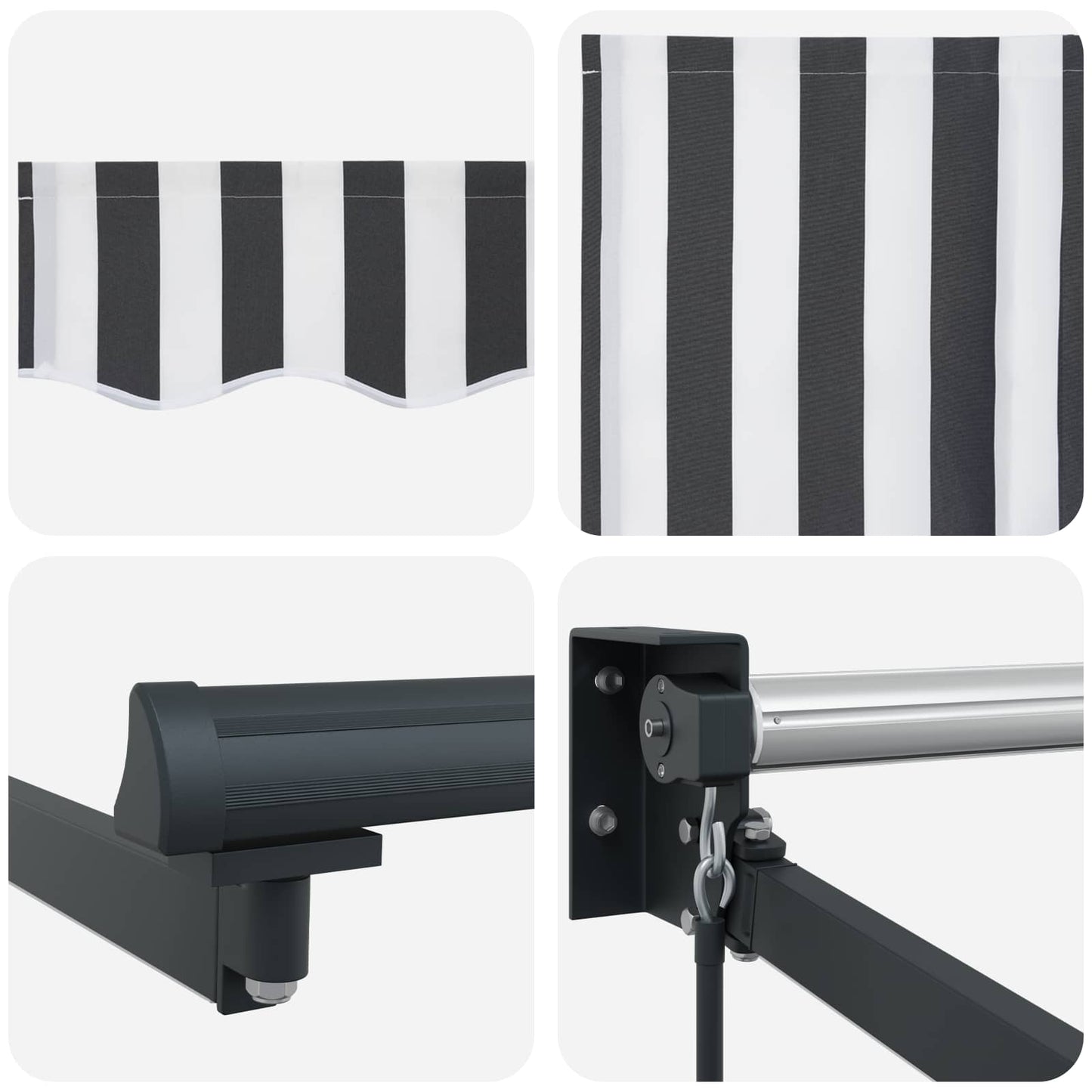 Tenda retrattile manuale con LED Antracite e Bianco 4,5 × 3 m | homemem39