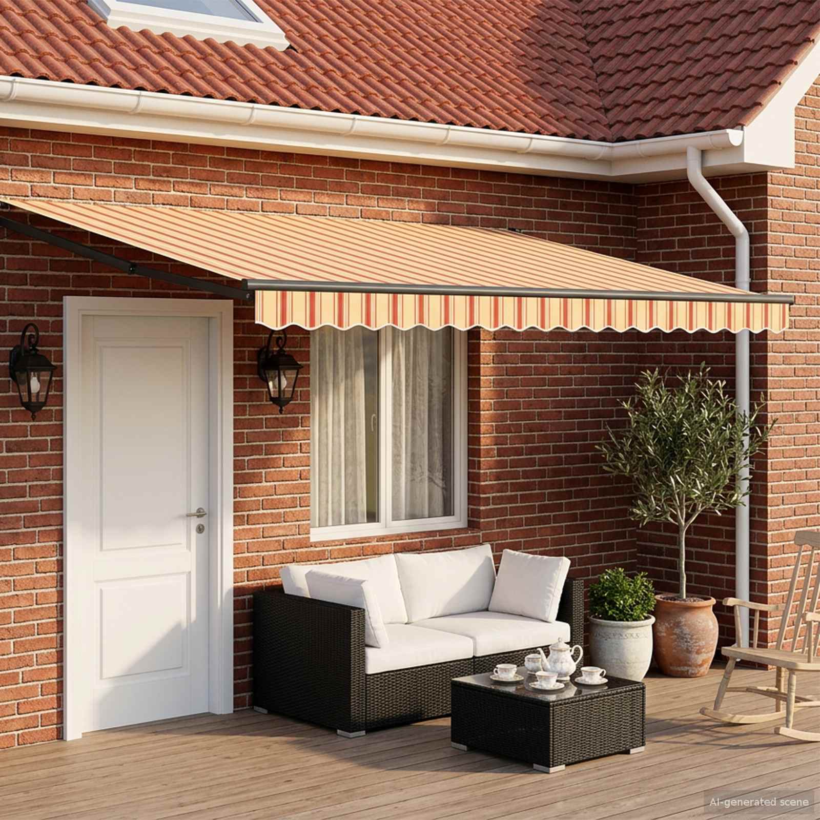 Tenda retrattile manuale con LED Multicolore 4,5 × 3 m | homemem39