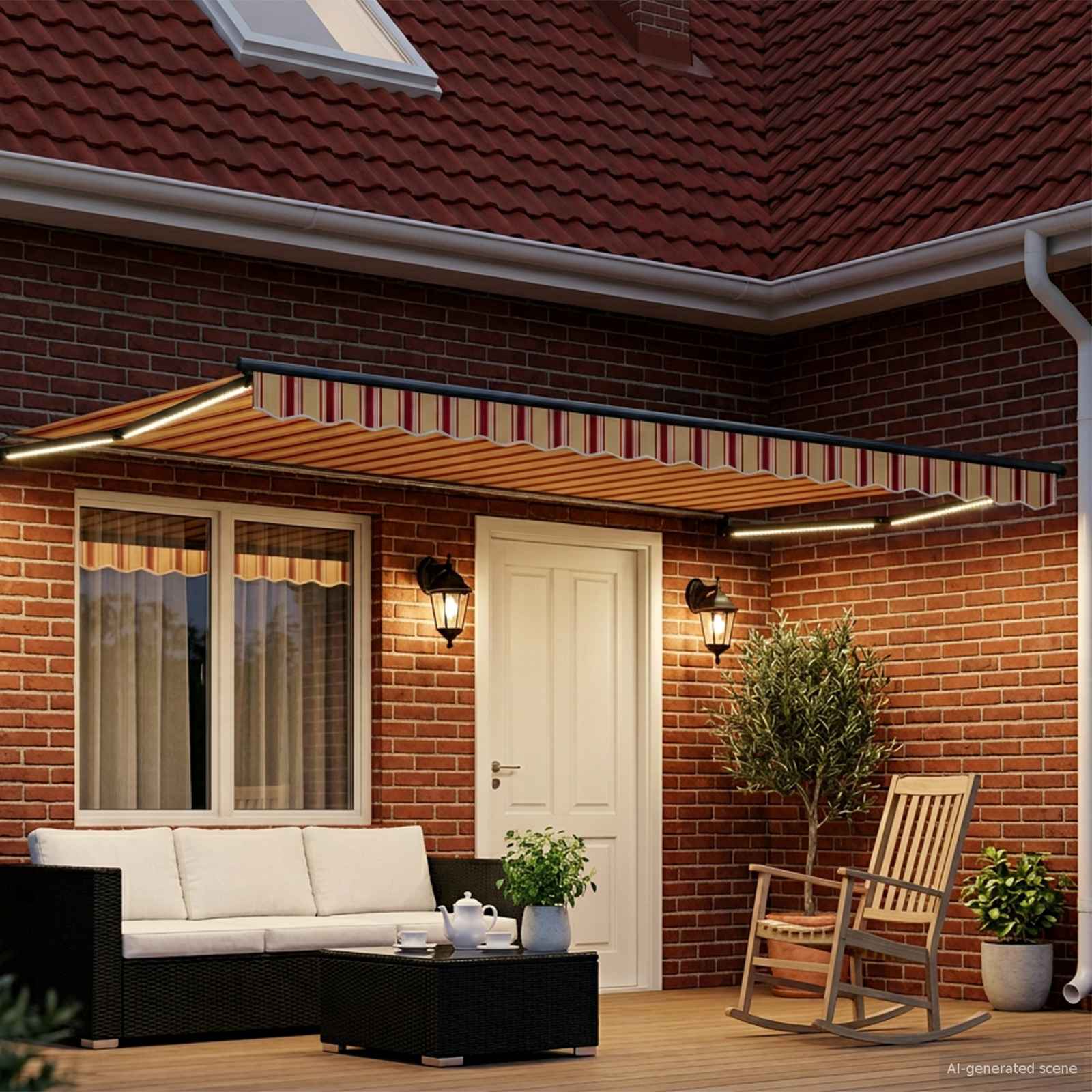 Tenda retrattile manuale con LED Multicolore 4,5 × 3 m | homemem39