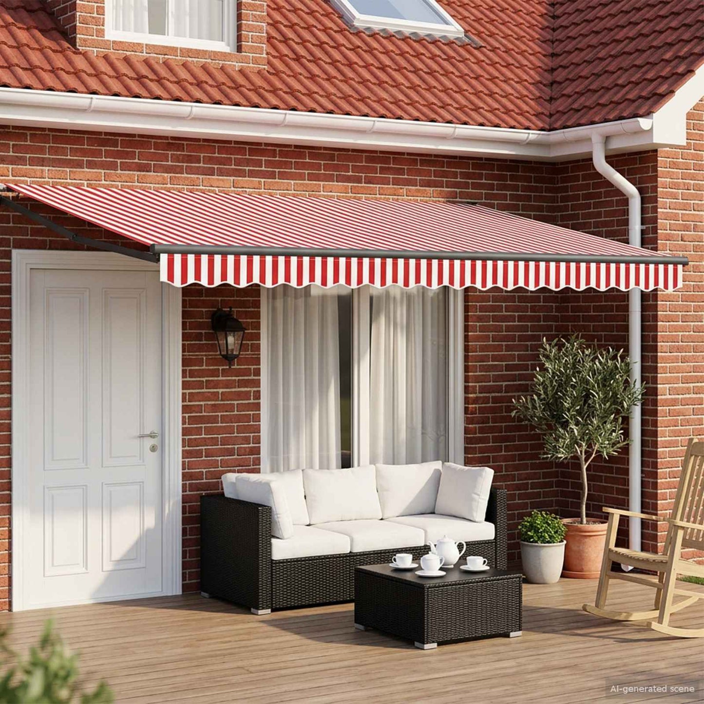 Tenda retrattile manuale con LED 4,5 × 3 m | homemem39