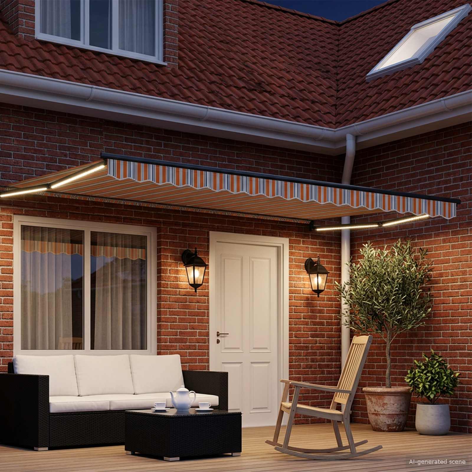 Tenda retrattile manuale con LED 4,5 × 3 m | homemem39