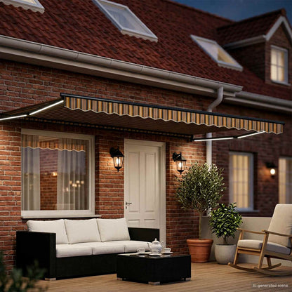 Tenda retrattile manuale con LED 4,5 × 3 m | homemem39