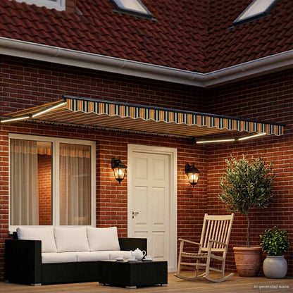 Tenda retrattile manuale con LED 4,5 × 3 m | homemem39