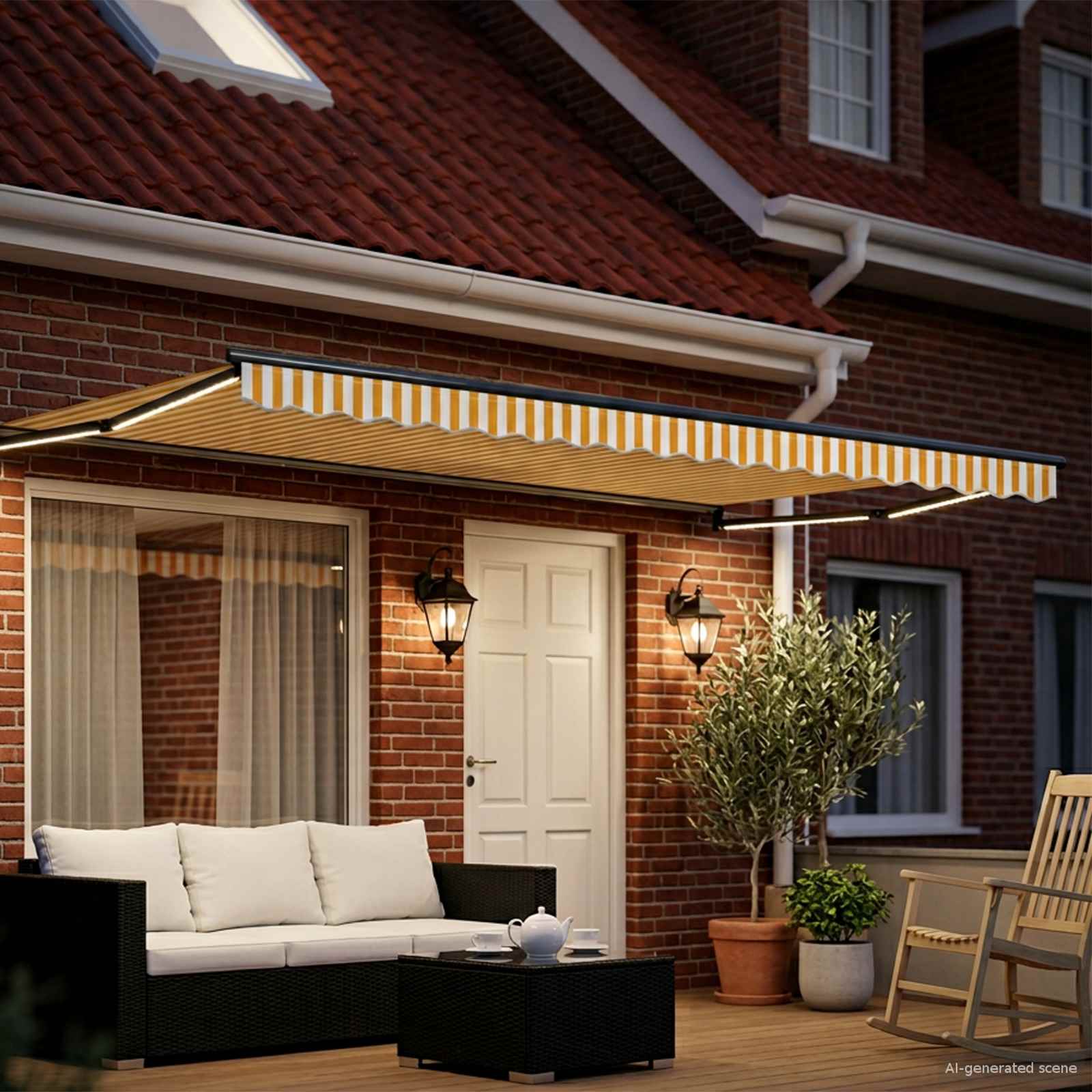 Tenda retrattile manuale con LED 5 x 3 m | homemem39