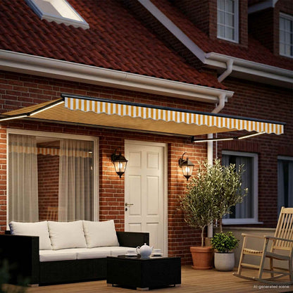 Tenda retrattile manuale con LED 5 x 3 m | homemem39