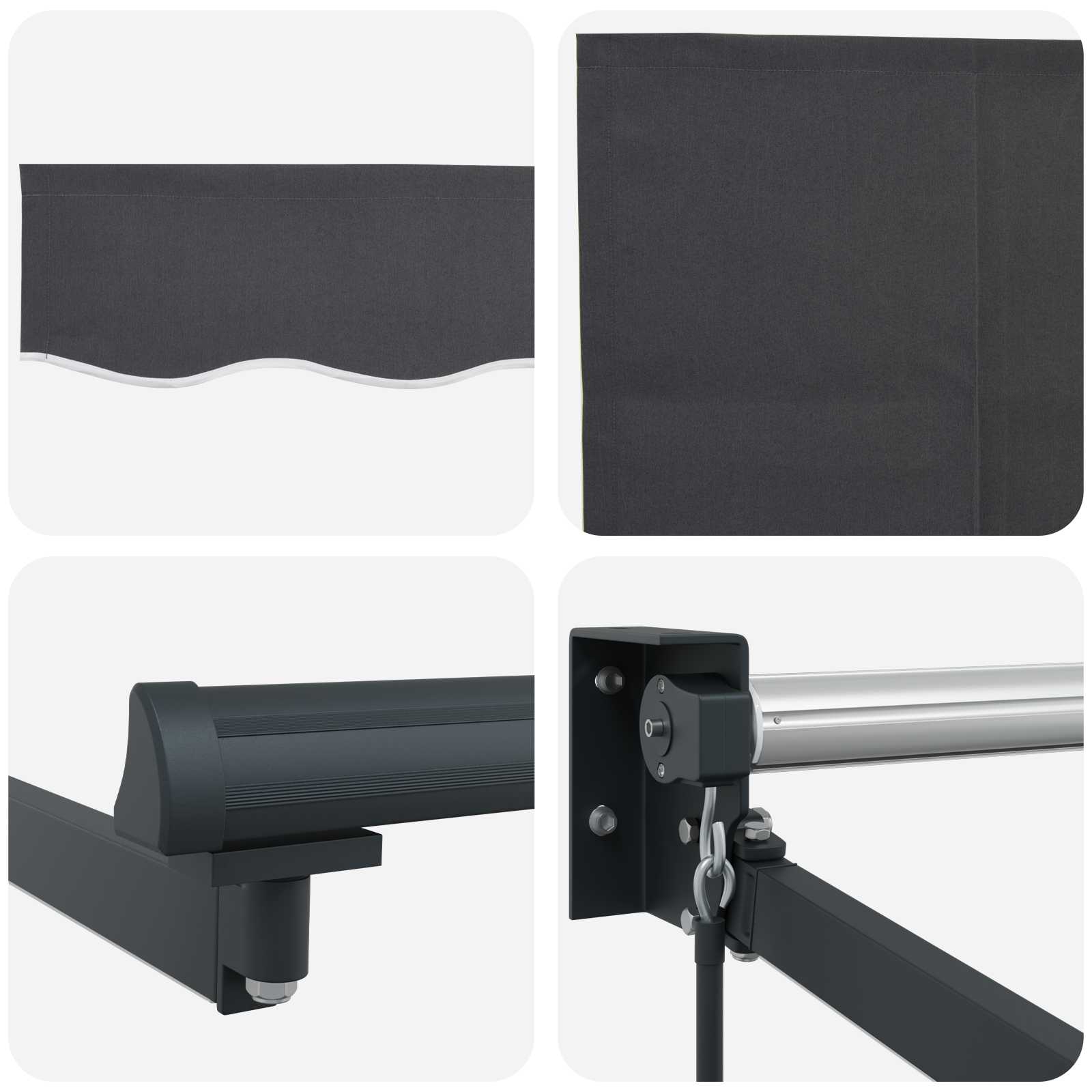 Tenda retrattile manuale con LED Antracite 5 x 3 m | homemem39