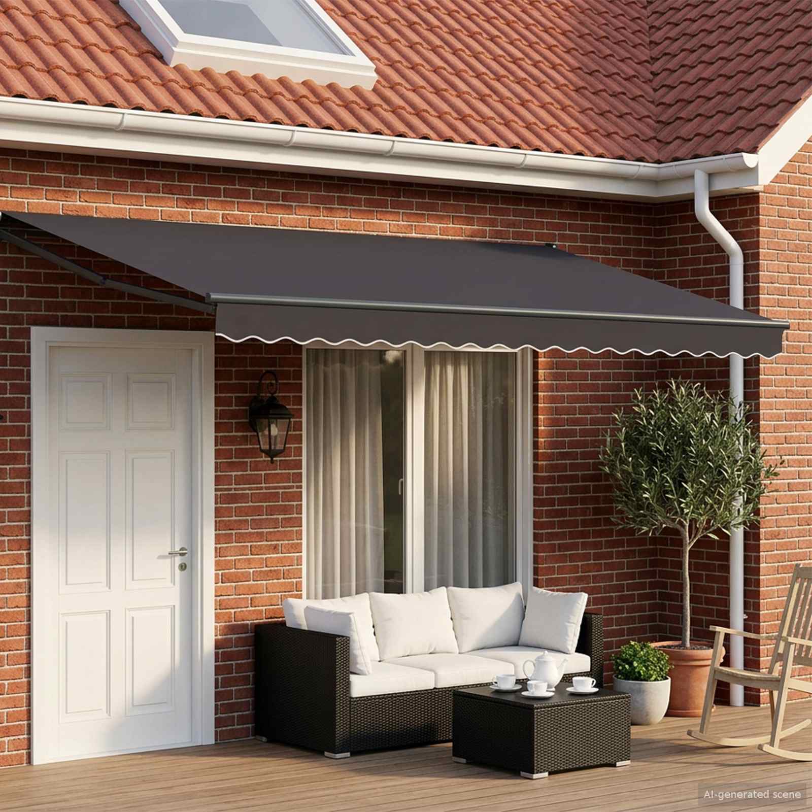Tenda retrattile manuale con LED Antracite 5 x 3 m | homemem39