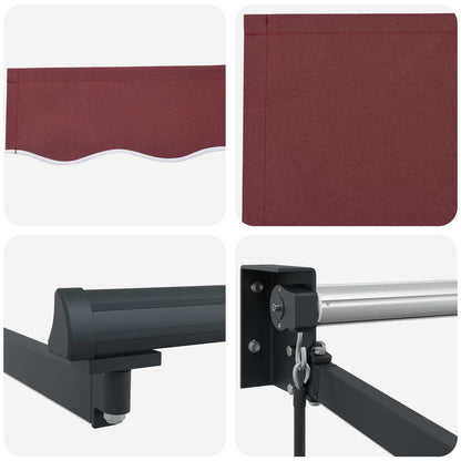 Tenda retrattile manuale con LED Borgogna e Antracite 5 x 3 m