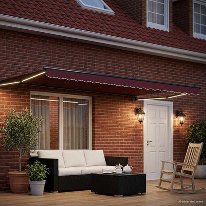 Tenda retrattile manuale con LED Borgogna e Antracite 5 x 3 m | homemem39