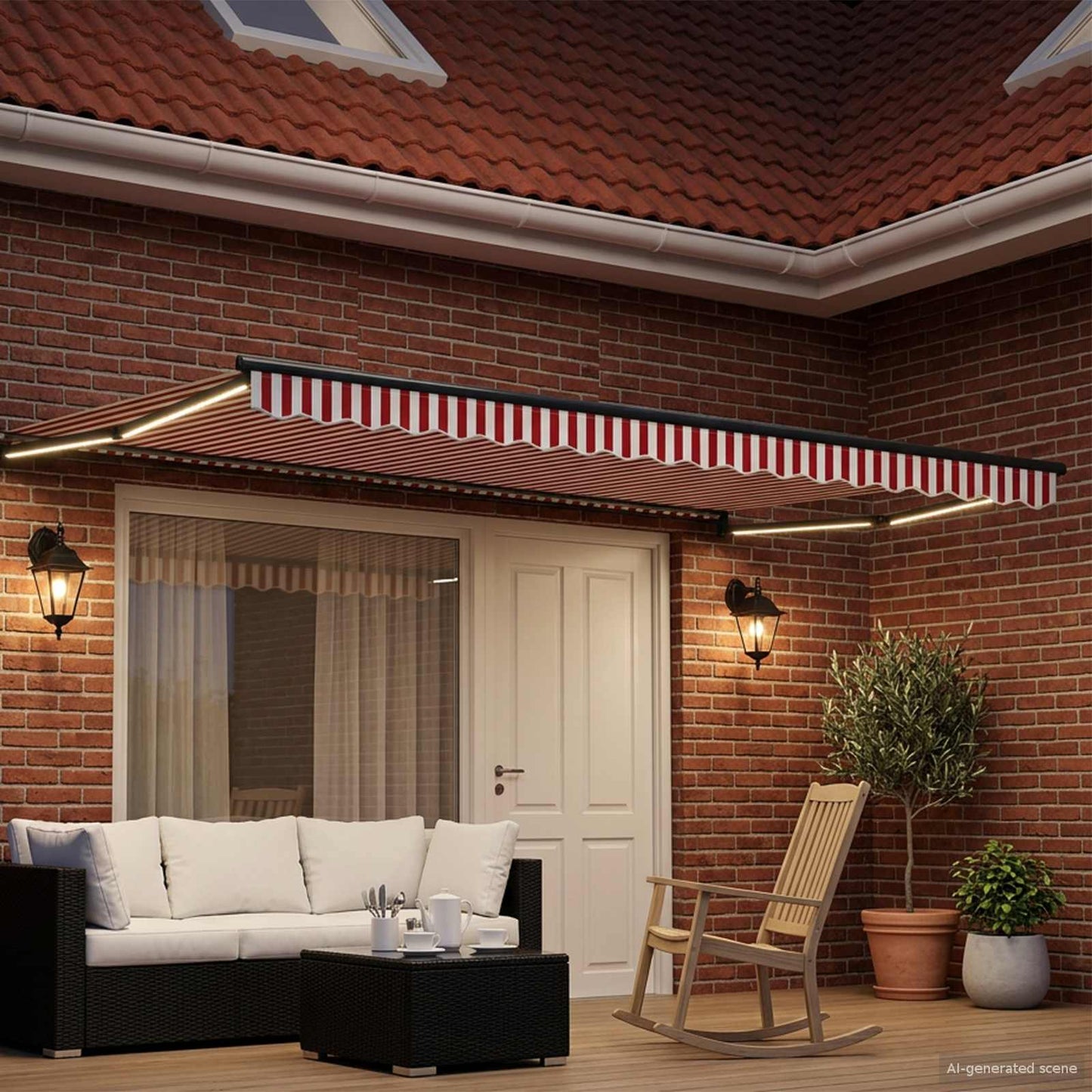 Tenda retrattile manuale con LED 5 x 3 m | homemem39