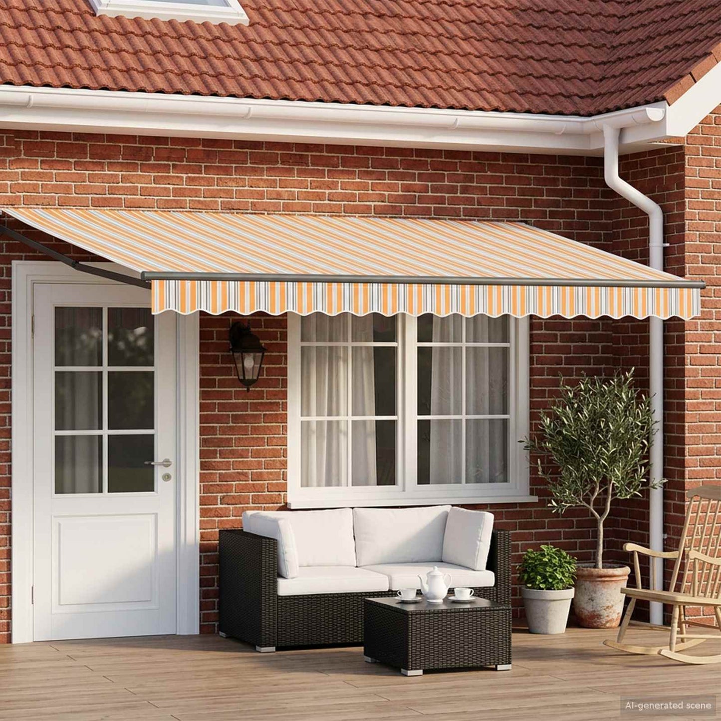 Tenda retrattile manuale con LED 5 x 3 m | homemem39