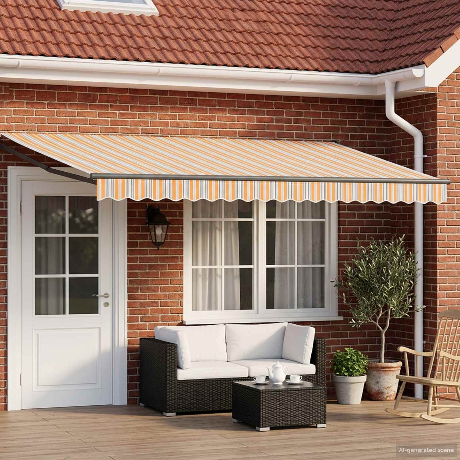 Tenda retrattile manuale con LED 5 x 3 m | homemem39