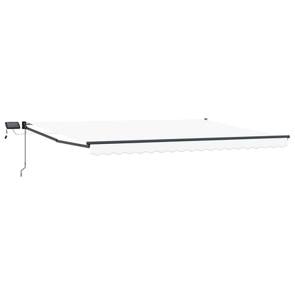 Tenda retrattile manuale con LED Bianco e Antracite 5 x 3 m | homemem39