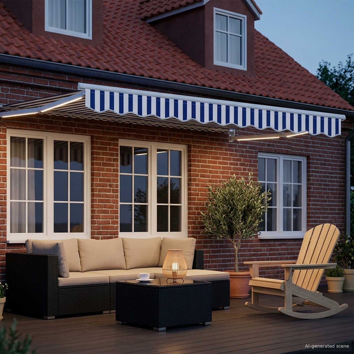 Tettuccio Elettrico Retrattile Blu e Bianco 3,5 x 2,5 m | homemem39