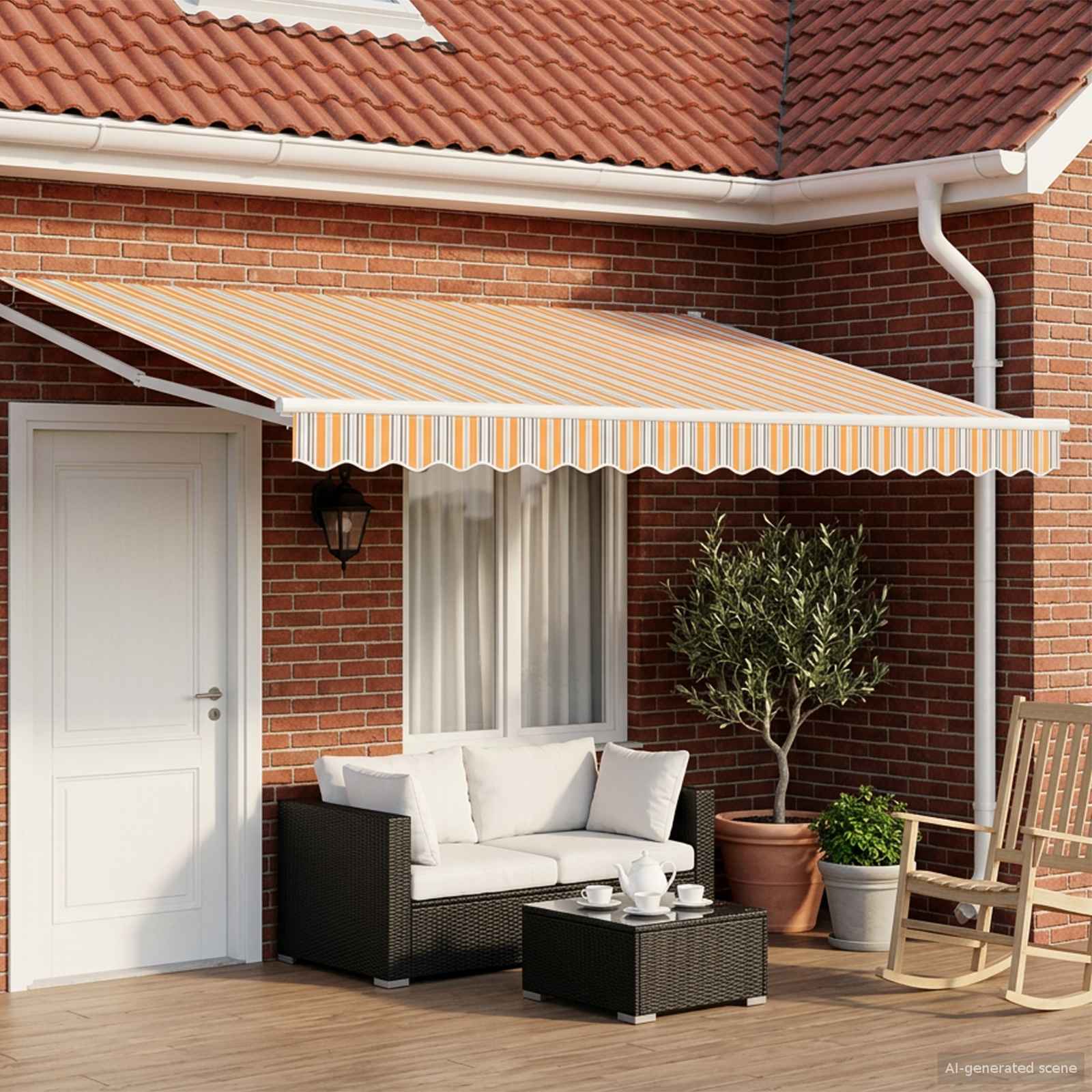 Tettuccio Elettrico Retrattile Blu e Arancione 4 × 3 m | homemem39