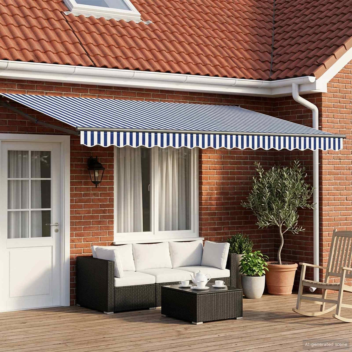 Tettuccio Elettrico Retrattile Blu e Bianco 4,5 × 3 m | homemem39