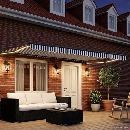 Tettuccio Elettrico Retrattile Blu e Bianco 4,5 × 3 m | homemem39
