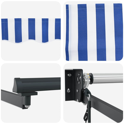 Tettuccio Elettrico Retrattile Blu e Bianco 5 x 3 m | homemem39