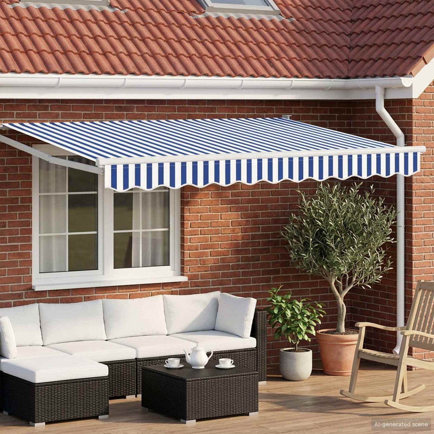 Tettuccio Elettrico Retrattile Blu e Bianco 2,5 x 2 m | homemem39
