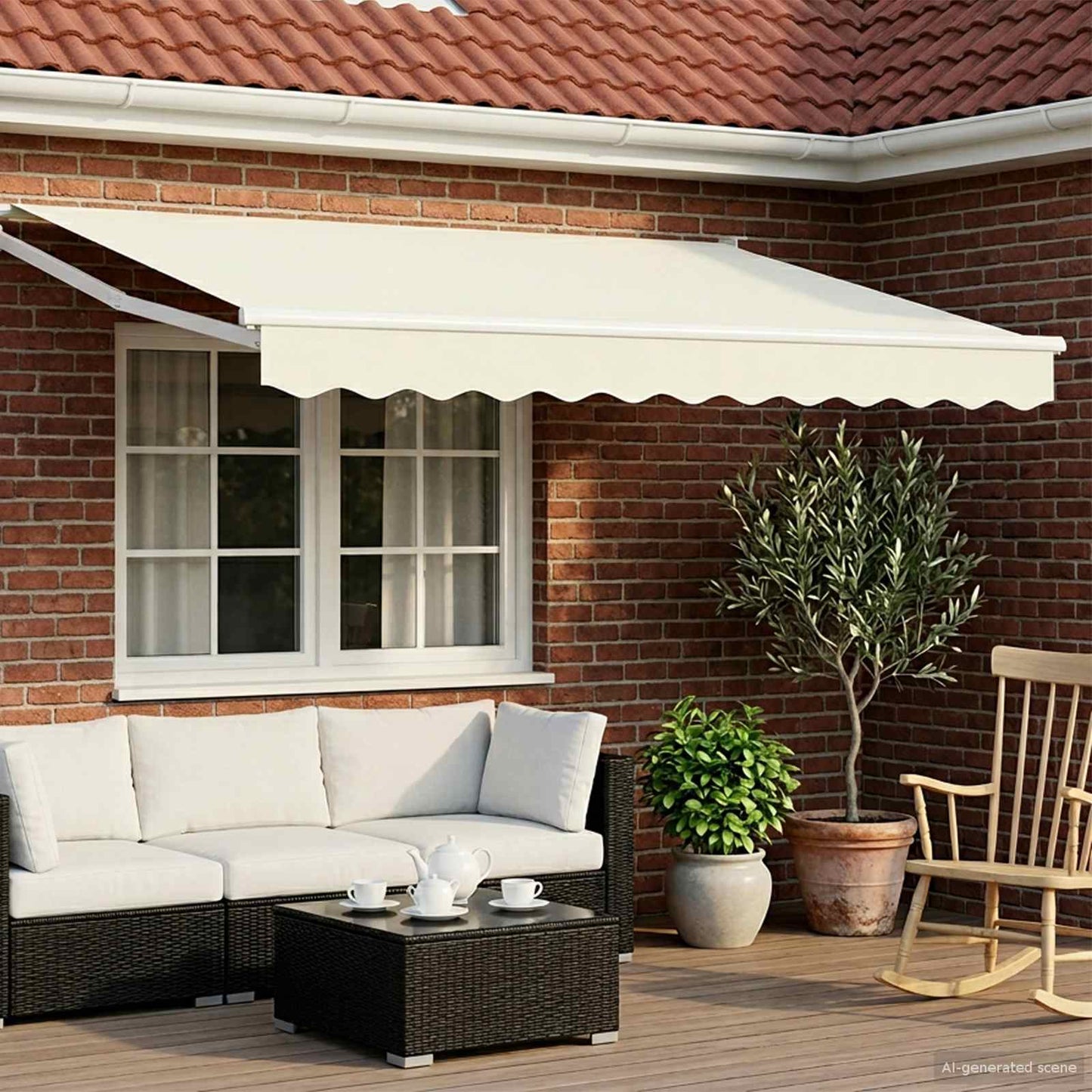 Tettuccio Elettrico Retrattile Crema e Bianco 3,5 x 2 m | homemem39
