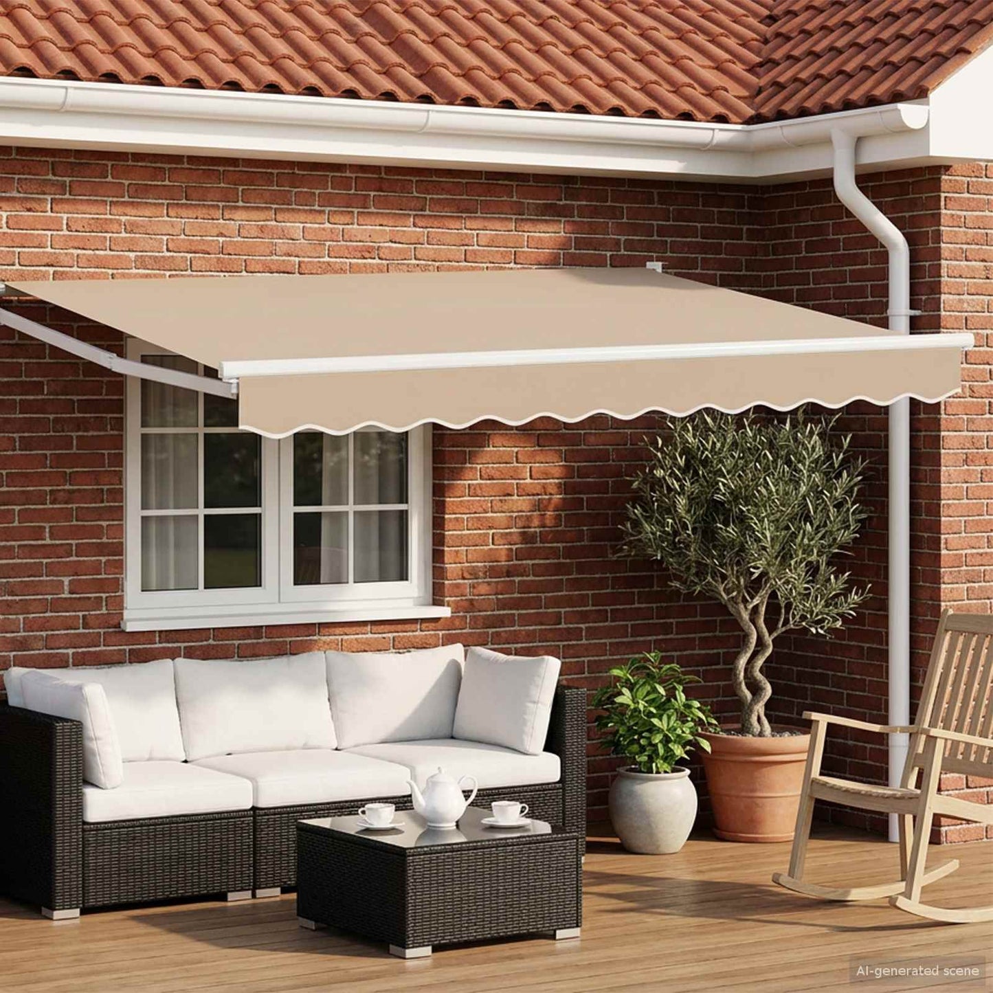 Tettuccio Elettrico Retrattile Beige e Bianco 3,5 x 2 m | homemem39