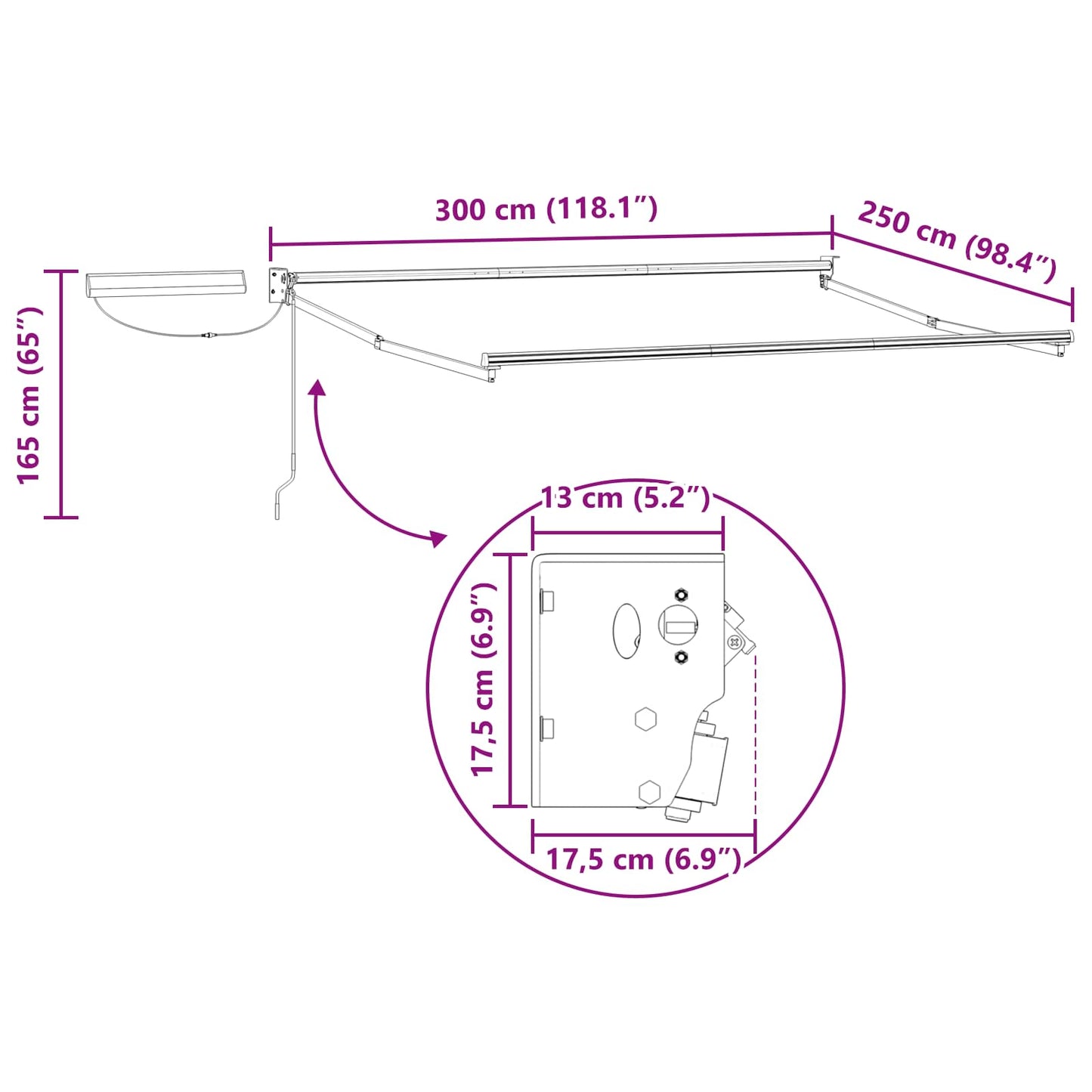 Tettuccio Elettrico Retrattile Marrone e bianco 3 x 2,5 m