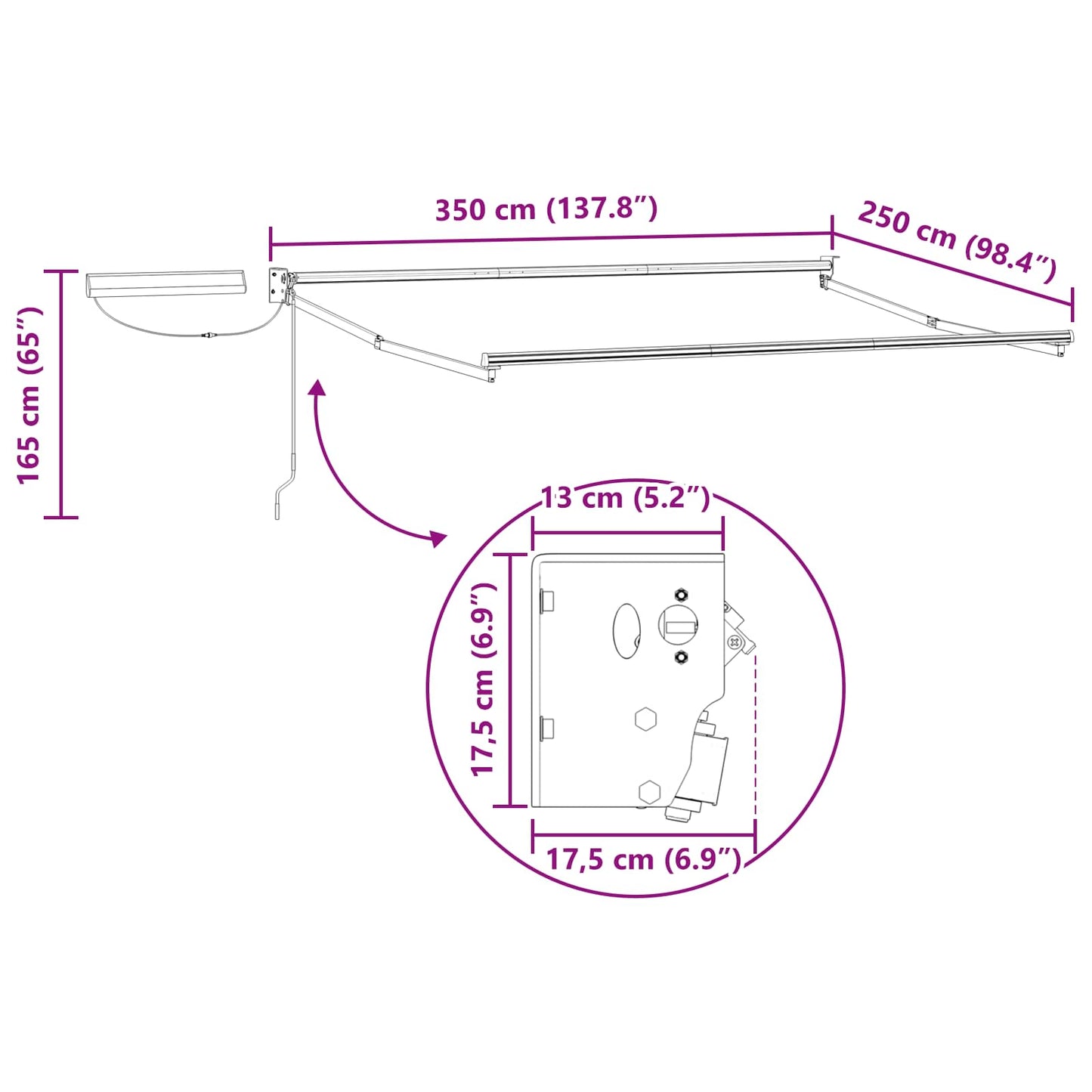 Tettuccio Elettrico Retrattile Rosso e Bianco 3,5 x 2,5 m