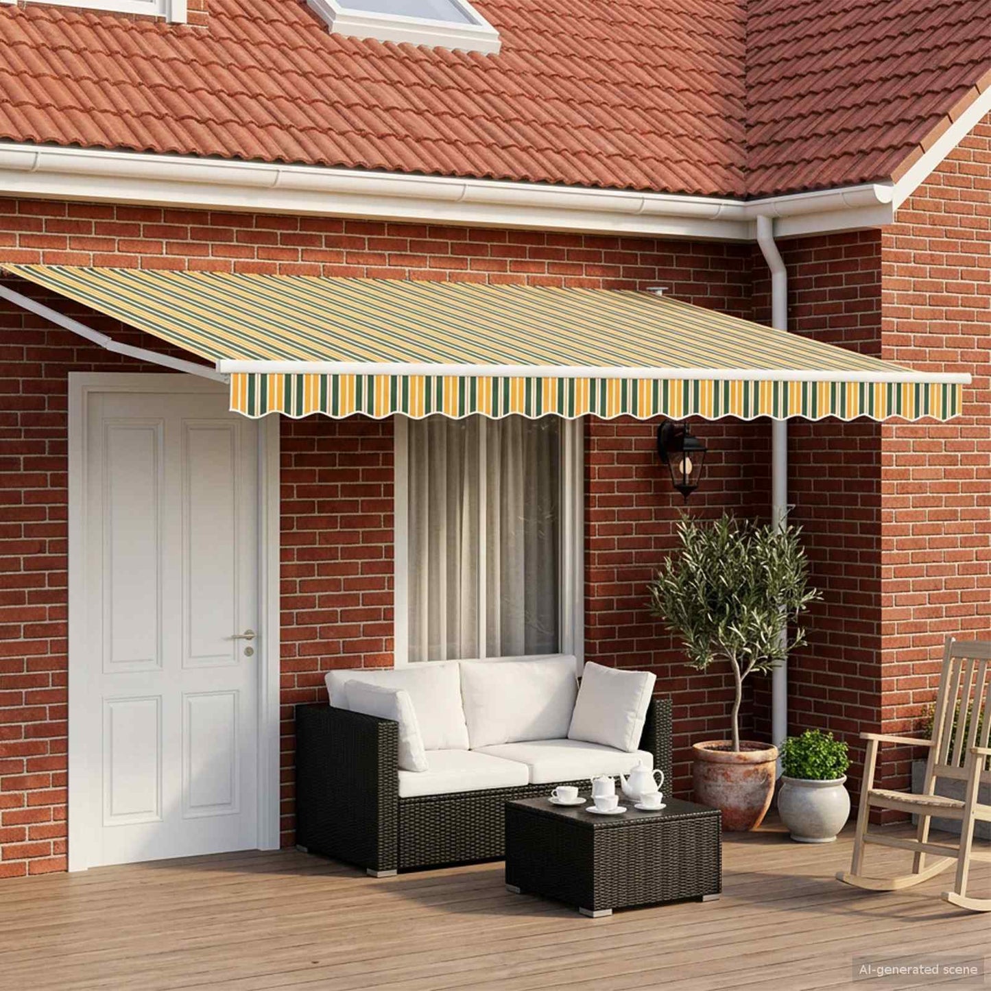 Tettuccio Elettrico Retrattile Verde, Giallo, Bianco 4,5 × 3 m | homemem39