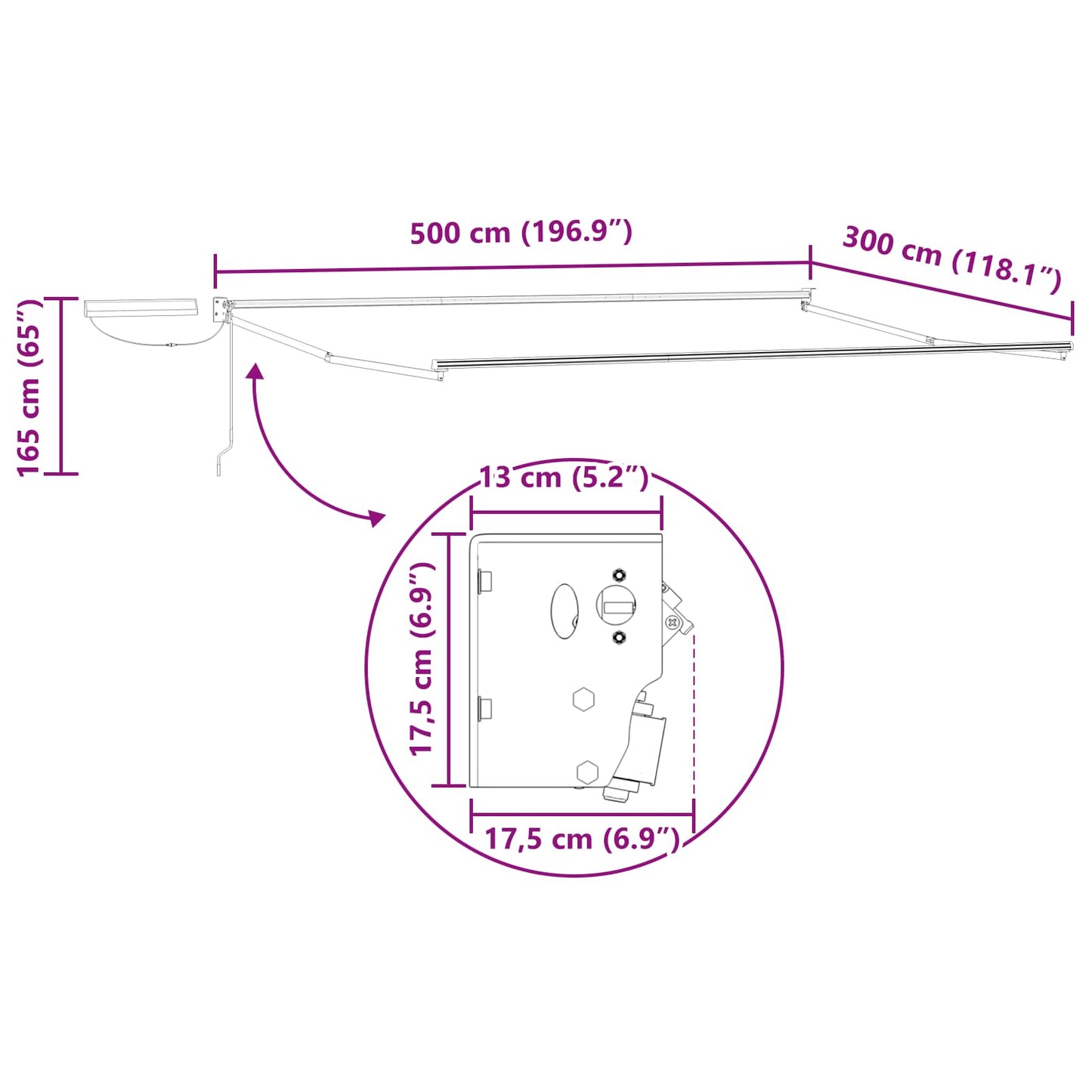 Tettuccio Elettrico Retrattile Borgogna e Bianco 5 x 3 m