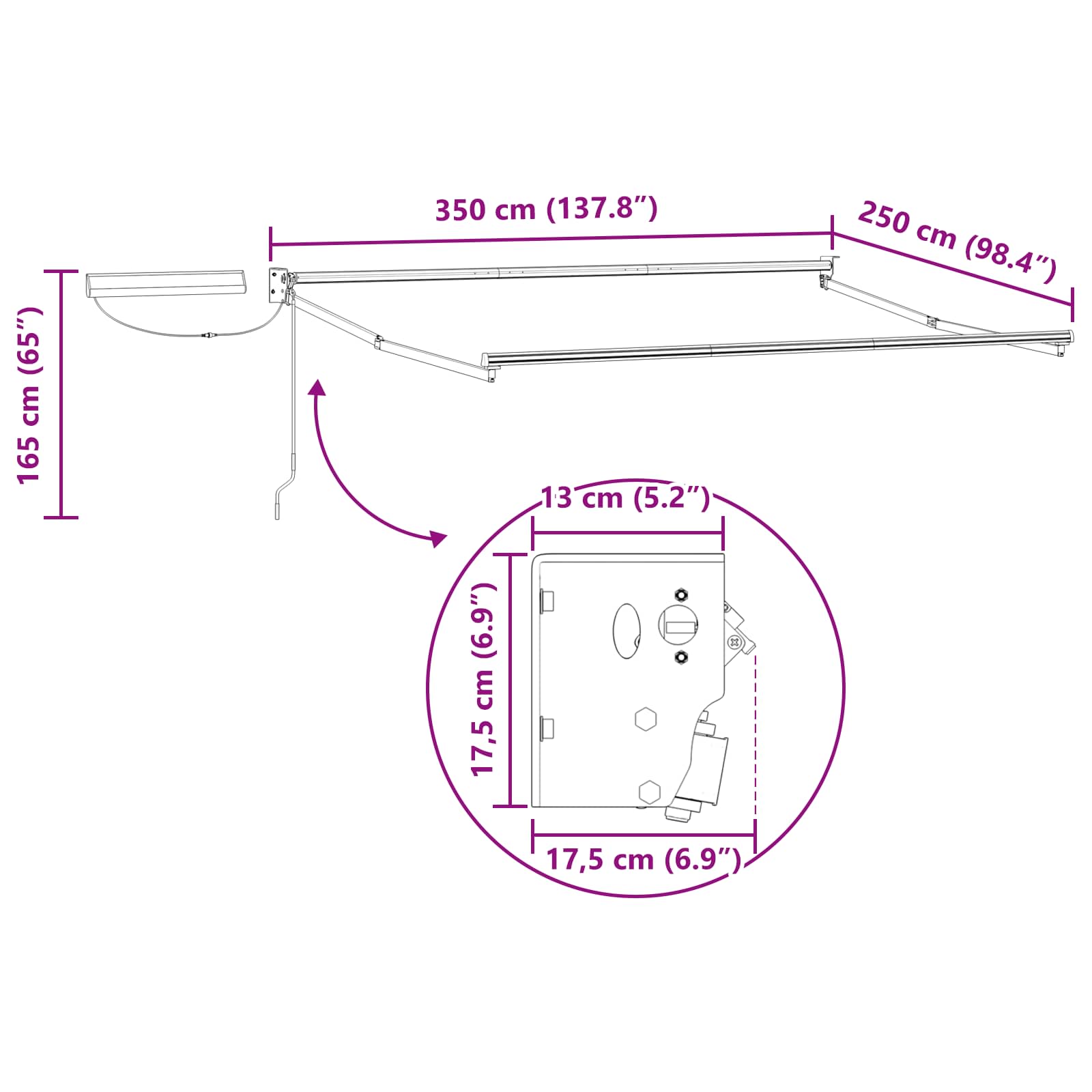Tettuccio Elettrico Retrattile Antracite e Bianco 3,5 x 2,5 m | homemem39