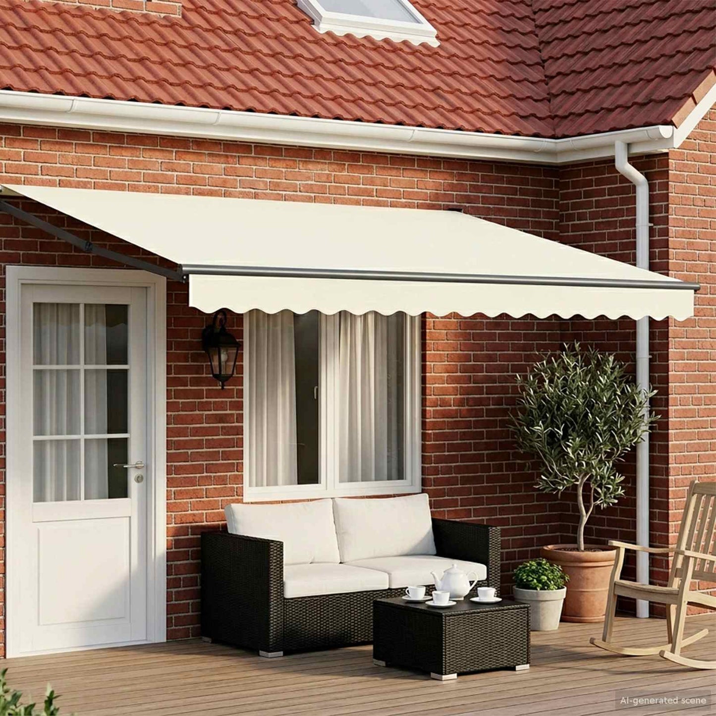 Tettuccio Elettrico Retrattile Crema e Antracite 5 x 3 m | homemem39