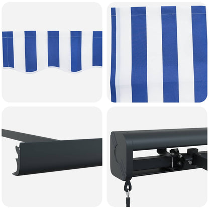 Tenda Retrattile Blu e Bianco 400 × 300 cm Tela e Alluminio