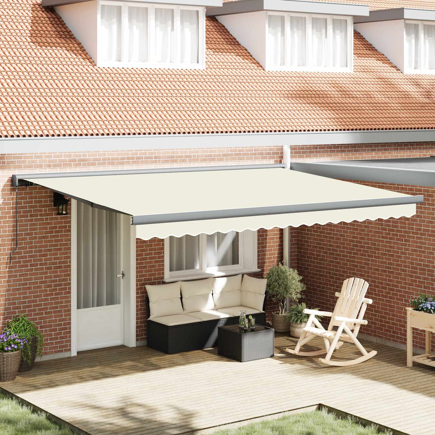 Tenda retrattile Crema e Grigio 400 × 300 cm Tela e Alluminio