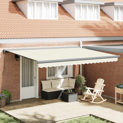Tenda retrattile Crema e Grigio 400 × 300 cm Tela e Alluminio