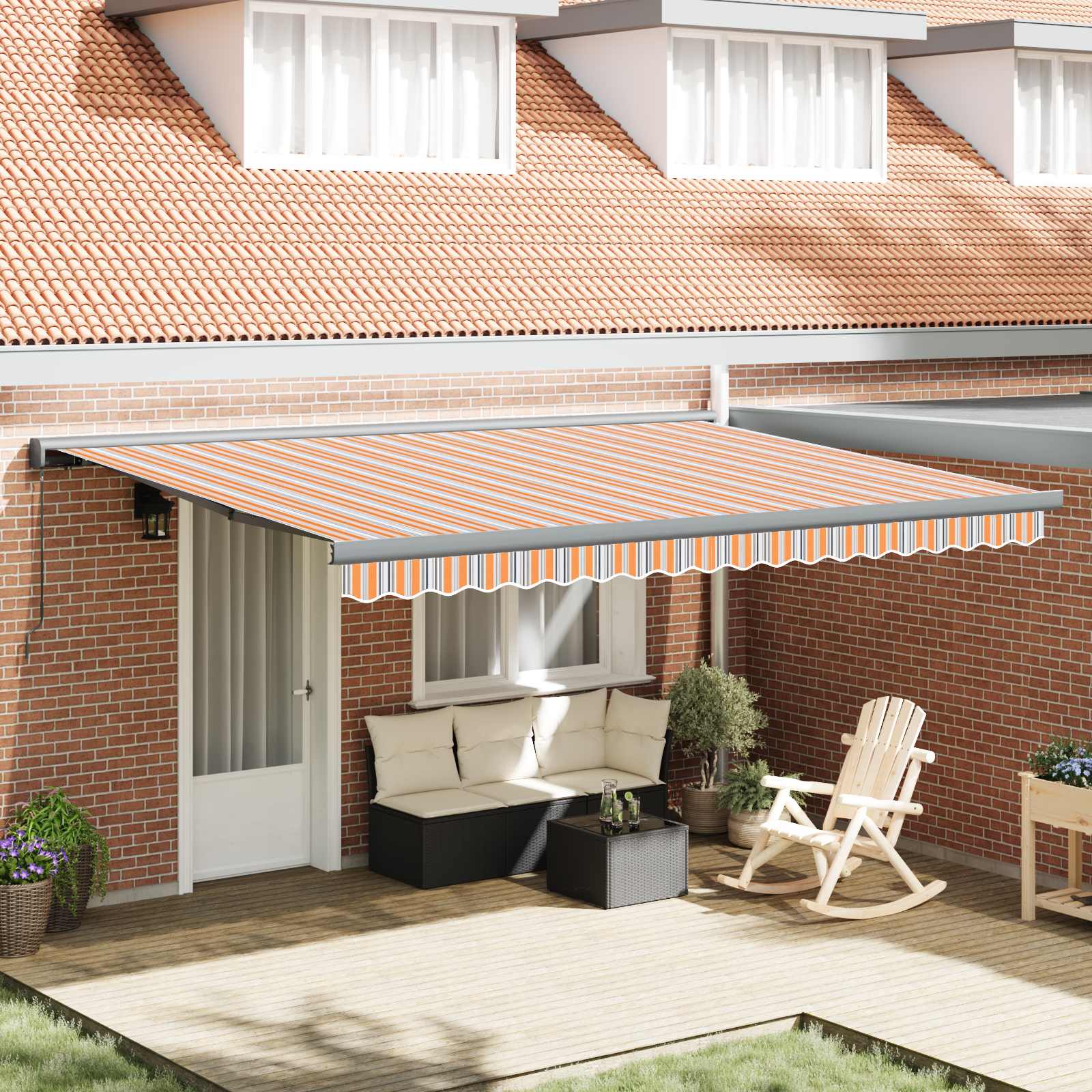 Tenda Retrattile Arancione e Grigio 400 × 300 cm | homemem39