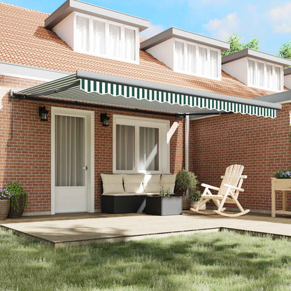 Tenda Retrattile Verde e Bianco 4 × 3 m Tela e Alluminio | homemem39
