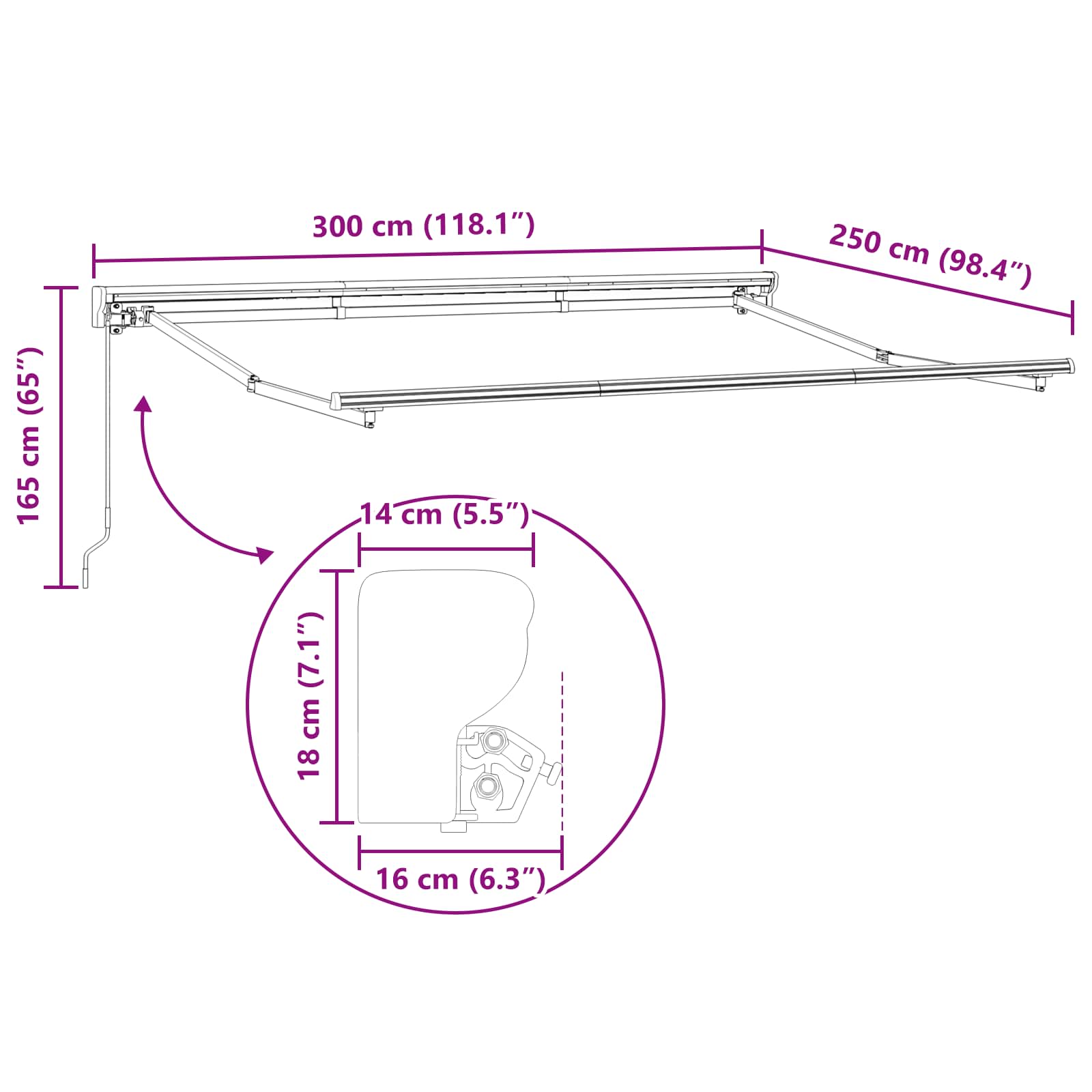 Tenda retrattile manuale Bianco 3 x 2,5 m | homemem39