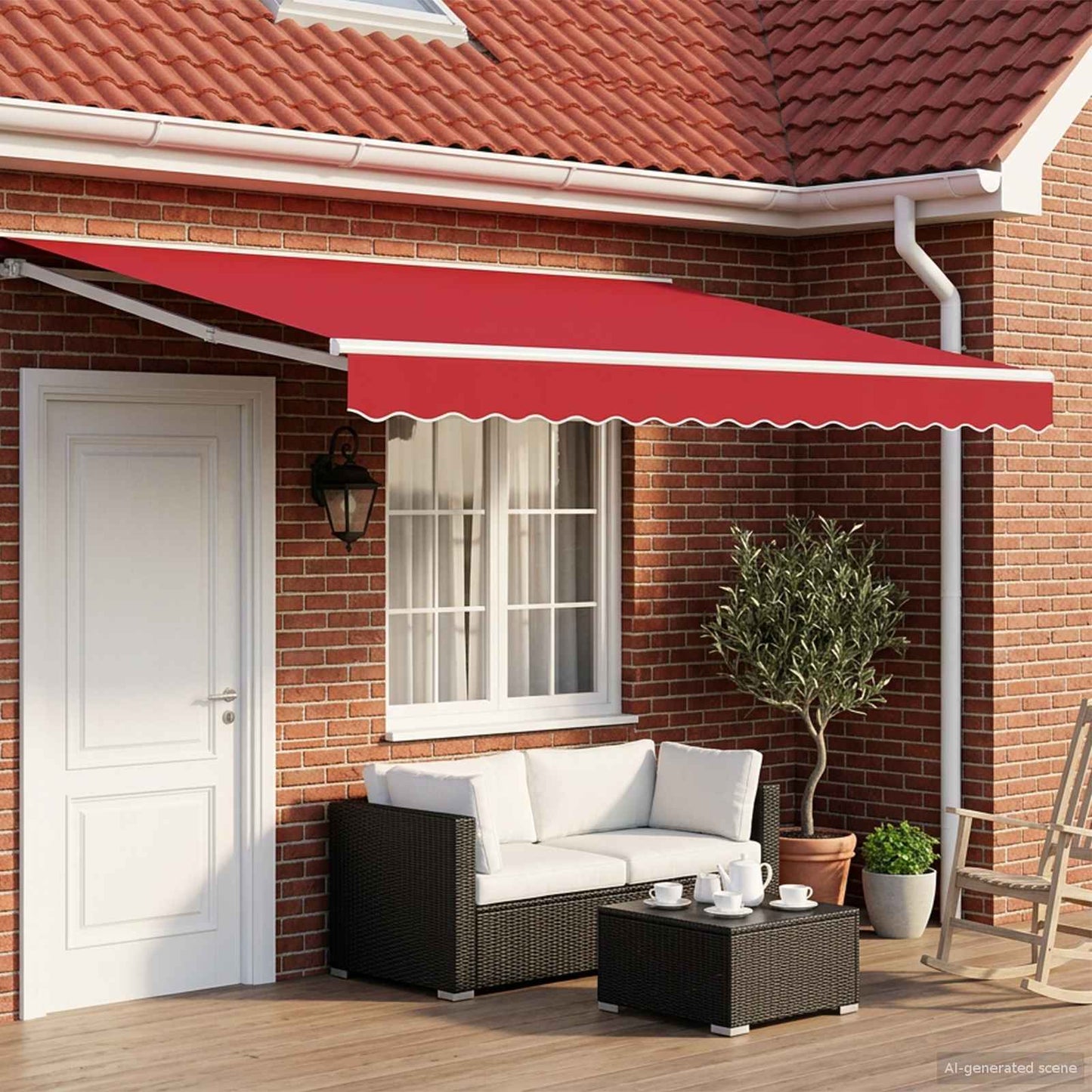 Tenda retrattile manuale Rosso 4 × 3 m | homemem39