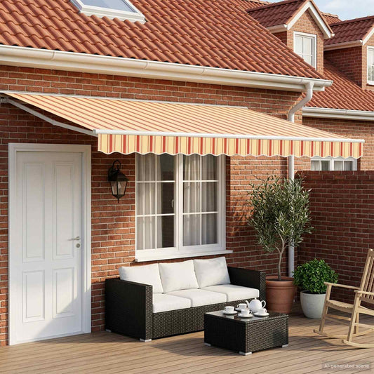 Tenda retrattile manuale Giallo e Arancione 5 x 3 m - homemem39